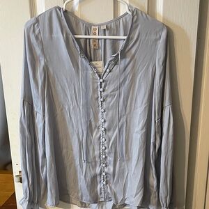 Nordstrom Gray Button-Accent Blouse Matilda Poet